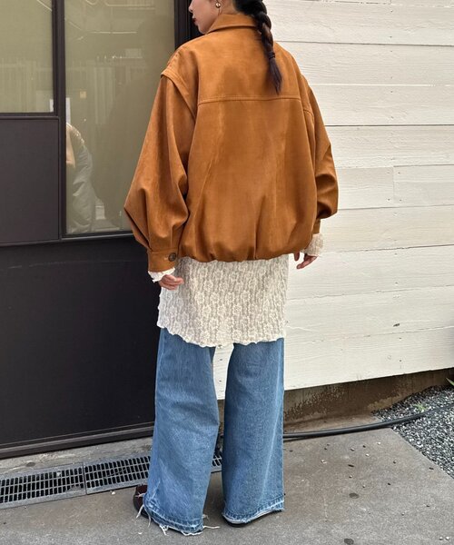 CIAOPANIC TYPY（チャオパニックティピー）の「【マルチウェイ】スウェードライクオーバージャケット（ブルゾン・レディース・ブラック/カーキ/キャメル・ONE SIZE）」の11枚目の写真