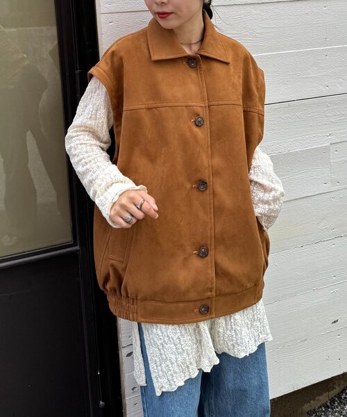 CIAOPANIC TYPY（チャオパニックティピー）の「【マルチウェイ】スウェードライクオーバージャケット（ブルゾン・レディース・ブラック/カーキ/キャメル・ONE SIZE）」の12枚目の写真