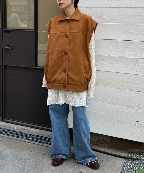 CIAOPANIC TYPY（チャオパニックティピー）の「【マルチウェイ】スウェードライクオーバージャケット（ブルゾン・レディース・ブラック/カーキ/キャメル・ONE SIZE）」の13枚目の写真