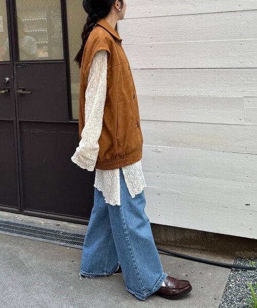 CIAOPANIC TYPY（チャオパニックティピー）の「【マルチウェイ】スウェードライクオーバージャケット（ブルゾン・レディース・ブラック/カーキ/キャメル・ONE SIZE）」の14枚目の写真