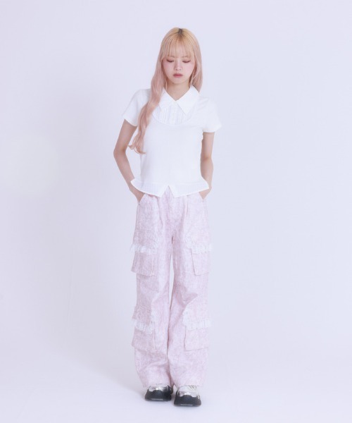 レースフリルカーゴデニム（その他パンツ）｜FickleBebe（フィクルベベ