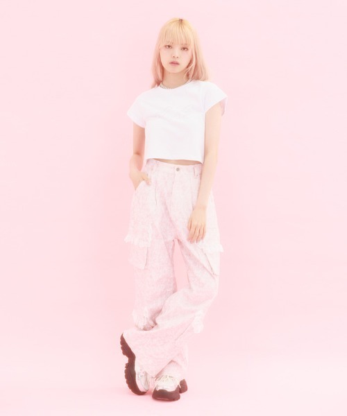 レースフリルカーゴデニム（その他パンツ）｜FickleBebe（フィクルベベ