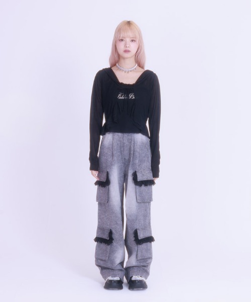 レースフリルカーゴデニム（その他パンツ）｜FickleBebe（フィクルベベ