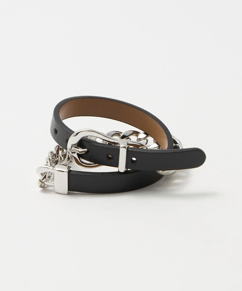 BEAUTY&YOUTH UNITED ARROWS(ビューティーアンドユースユナイテッドアローズ)の「メタルチェーン×レザーベルト ブレスレット(ブレスレット・レディース・ブラック/オフホワイト・FREE)」の4枚目の写真