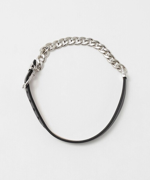 BEAUTY&YOUTH UNITED ARROWS(ビューティーアンドユースユナイテッドアローズ)の「メタルチェーン×レザーベルト ブレスレット(ブレスレット・レディース・ブラック/オフホワイト・FREE)」の6枚目の写真