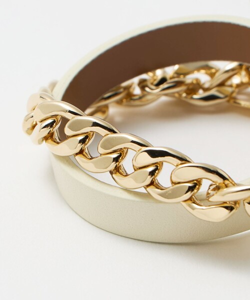 BEAUTY&YOUTH UNITED ARROWS(ビューティーアンドユースユナイテッドアローズ)の「メタルチェーン×レザーベルト ブレスレット(ブレスレット・レディース・ブラック/オフホワイト・FREE)」の10枚目の写真