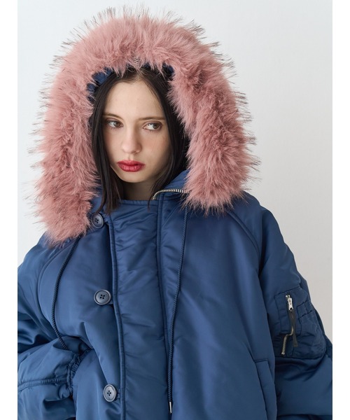 ディガウェル　N-2B フライトジャケット　ファーフード　ブルゾン　紺　M相当 ディガウェルN-2B フライトジャケットファーフードブルゾン紺M相当