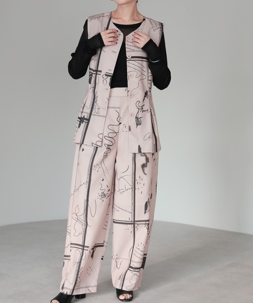 amini(アミニ)の「【2025 AW】アート柄プリントパンツ(その他パンツ・レディース・ネイビー/ブラック/ベージュ・MEDIUM)」の20枚目の写真