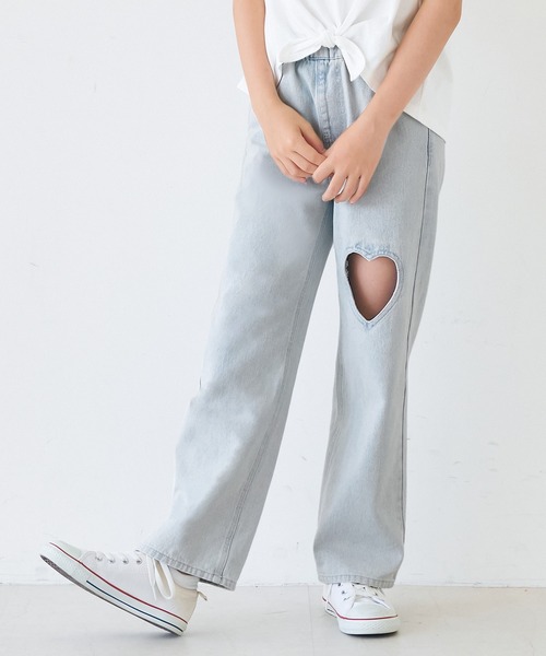 coca(coca)(コカ)の「キッズ デニムハートデザインパンツ(その他パンツ・キッズ・ブラック/ライトブルー・150/120/130/140)」の2枚目の写真
