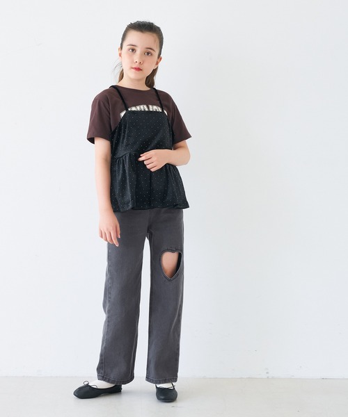 coca(coca)(コカ)の「キッズ デニムハートデザインパンツ(その他パンツ・キッズ・ブラック/ライトブルー・150/120/130/140)」の6枚目の写真