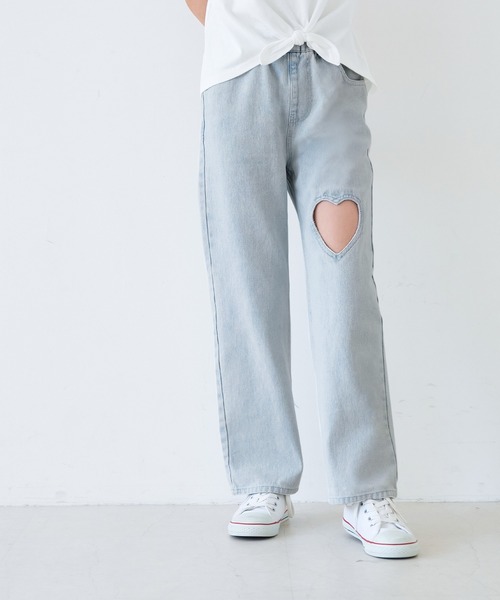 coca(coca)(コカ)の「キッズ デニムハートデザインパンツ(その他パンツ・キッズ・ブラック/ライトブルー・150/120/130/140)」の4枚目の写真