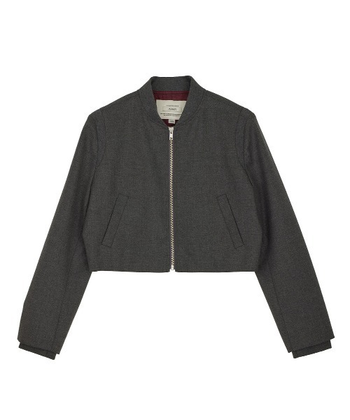 Ameri（アメリ）の「RIB DOCKING SHORT JACKET（ノーカラージャケット・レディース・ピンク/ベージュ/グレー・SMALL/MEDIUM）」の21枚目の写真