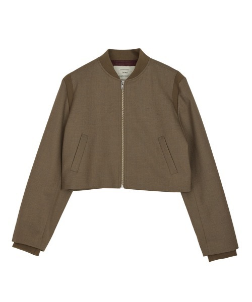 Ameri（アメリ）の「RIB DOCKING SHORT JACKET（ノーカラージャケット・レディース・ピンク/ベージュ/グレー・SMALL/MEDIUM）」の22枚目の写真