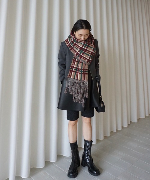 Ameri（アメリ）の「RIB DOCKING SHORT JACKET（ノーカラージャケット・レディース・ピンク/ベージュ/グレー・SMALL/MEDIUM）」の12枚目の写真