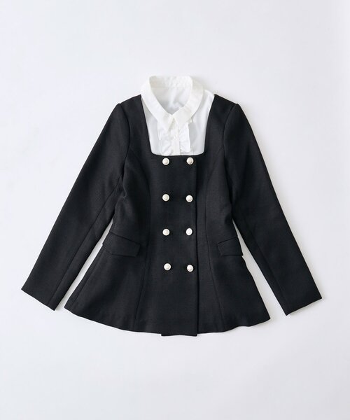 Belle Charme クラシカルフリルカラージャケット ブラック Belle Charme/セットアップ対応】クラシカルフリルカラー