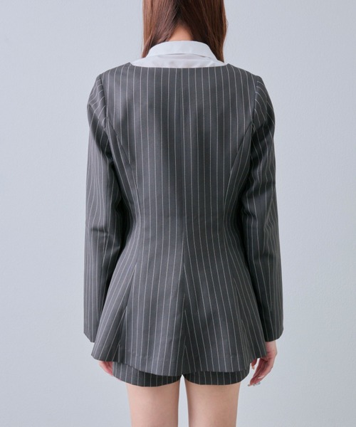 クラシカルフリルカラージャケット パンツ チャコールグレー セール】【Belle Charme/セットアップ対応】クラシカルフリルカラー