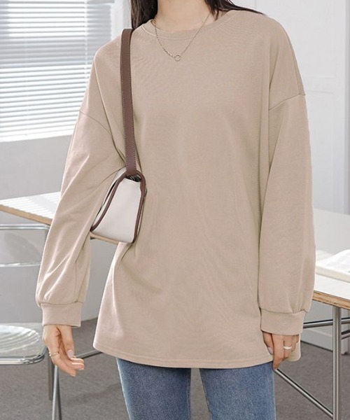 cammie(キャミー)の「クルーネックオーバーサイズスウェットトップス(Tシャツ/カットソー・レディース・ダークグレー/ベージュ/ライトブラウン/カーキ/ブラック・FREE)」の17枚目の写真