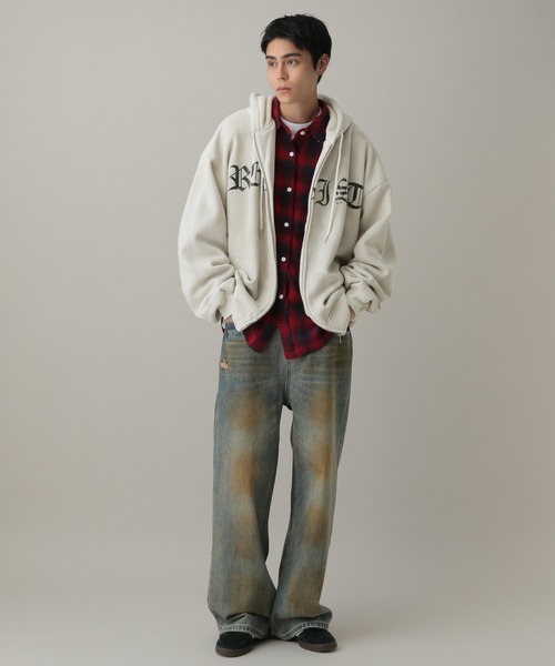 LAND MUSEUM（ランドミュージアム）の「【UNISEX】LAND MUSEUM／ゴシックロゴZIPパーカー（Tシャツ/カットソー・メンズ・ブラック/アイボリー・LARGE/MEDIUM）」の21枚目の写真