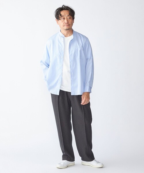 SHIPS（シップス）の「SHIPS: 140S ブロード バンドカラー シャツ（シャツ/ブラウス・メンズ・ライトブルー/ホワイト・SMALL/MEDIUM/LARGE/X-LARGE）」の4枚目の写真