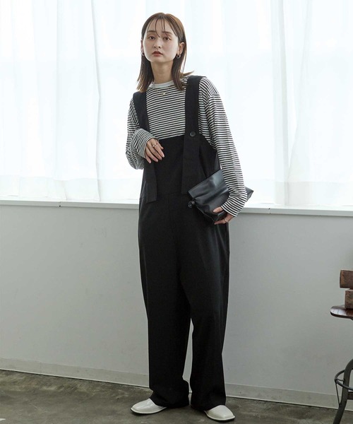 Bulue.（ブルー）の「【Bulue.】2wayデザインサロペット（サロペット/オーバーオール・レディース・ブラック/チャコールグレー・M）」の2枚目の写真