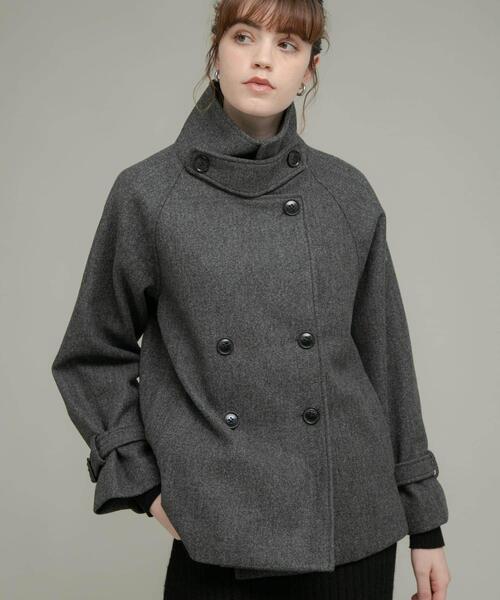 URBAN RESEARCH Sonny Label(アーバンリサーチサニーレーベル)の「メルトンジャージースタンドカラーコート(その他アウター・レディース・チャコールグレー/ベージュ/グレー・FREE)」の8枚目の写真