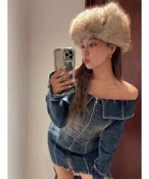 EVRIS（エヴリス）の「フェイクファーフライトキャップ（キャップ・レディース・ブラック/ベージュ・FREE）」の5枚目の写真