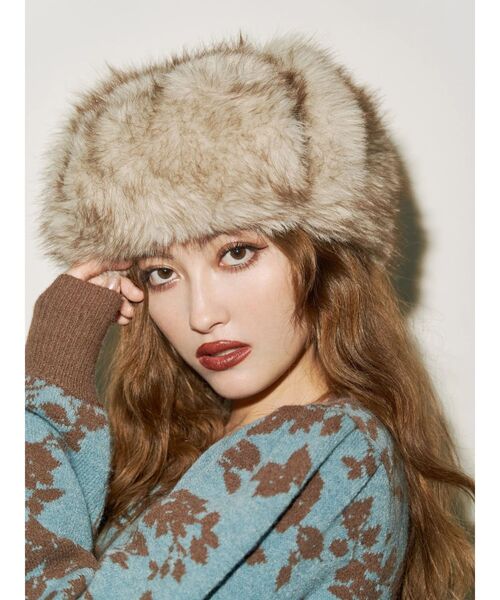 EVRIS（エヴリス）の「フェイクファーフライトキャップ（キャップ・レディース・ブラック/ベージュ・FREE）」の8枚目の写真