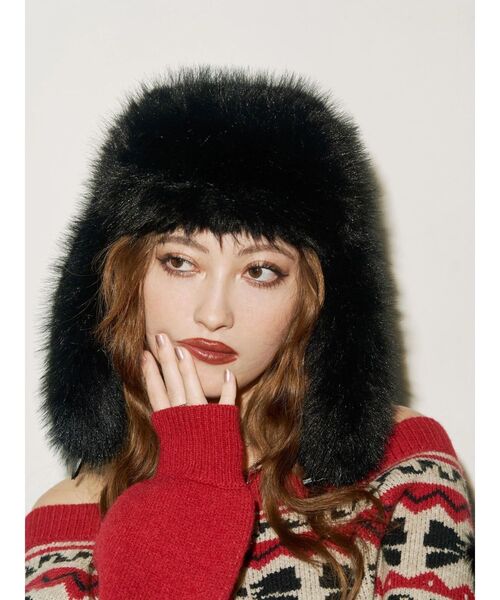 EVRIS（エヴリス）の「フェイクファーフライトキャップ（キャップ・レディース・ブラック/ベージュ・FREE）」の16枚目の写真