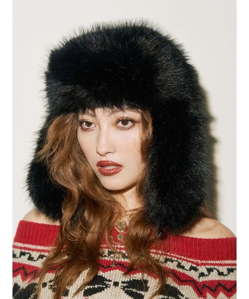 EVRIS（エヴリス）の「フェイクファーフライトキャップ（キャップ・レディース・ブラック/ベージュ・FREE）」の17枚目の写真