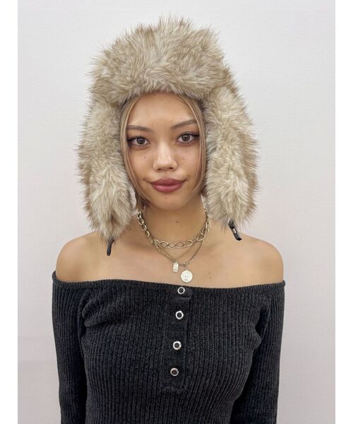 EVRIS（エヴリス）の「フェイクファーフライトキャップ（キャップ・レディース・ブラック/ベージュ・FREE）」の21枚目の写真