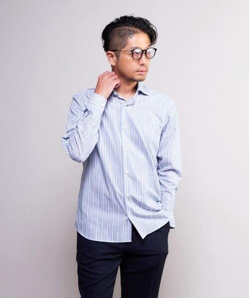 MEN'S MELROSE(メンズメルローズ)の「HITOYOSHIダブルネーム | クラシカルチェック ワイドカラーシャツ(シャツ/ブラウス・メンズ・グレー/サックスブルー/ホワイト・3/4/2)」の2枚目の写真