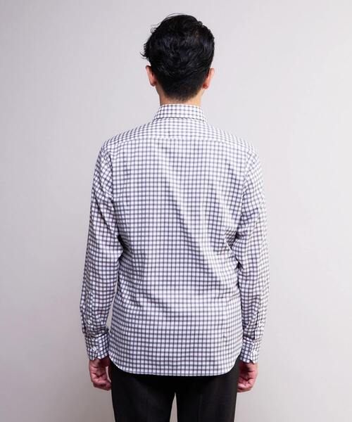 MEN'S MELROSE(メンズメルローズ)の「HITOYOSHIダブルネーム | クラシカルチェック ワイドカラーシャツ(シャツ/ブラウス・メンズ・グレー/サックスブルー/ホワイト・3/4/2)」の8枚目の写真