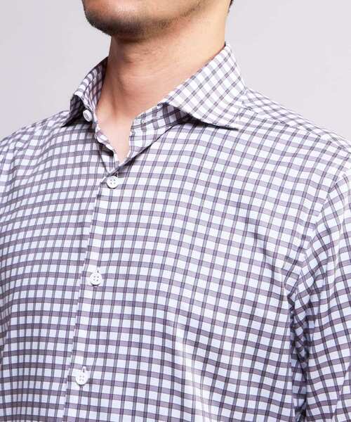 MEN'S MELROSE(メンズメルローズ)の「HITOYOSHIダブルネーム | クラシカルチェック ワイドカラーシャツ(シャツ/ブラウス・メンズ・グレー/サックスブルー/ホワイト・3/4/2)」の10枚目の写真
