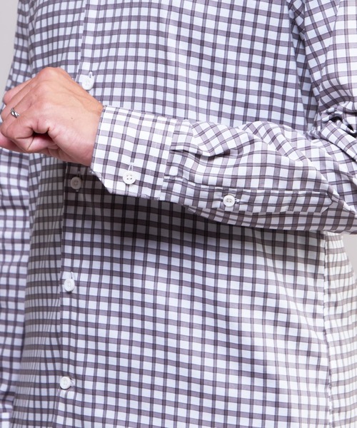 MEN'S MELROSE(メンズメルローズ)の「HITOYOSHIダブルネーム | クラシカルチェック ワイドカラーシャツ(シャツ/ブラウス・メンズ・グレー/サックスブルー/ホワイト・3/4/2)」の11枚目の写真