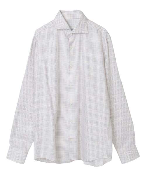 MEN'S MELROSE(メンズメルローズ)の「HITOYOSHIダブルネーム | クラシカルチェック ワイドカラーシャツ(シャツ/ブラウス・メンズ・グレー/サックスブルー/ホワイト・3/4/2)」の13枚目の写真