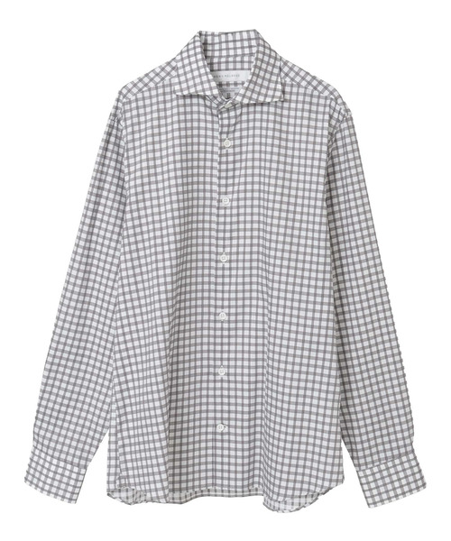 MEN'S MELROSE(メンズメルローズ)の「HITOYOSHIダブルネーム | クラシカルチェック ワイドカラーシャツ(シャツ/ブラウス・メンズ・グレー/サックスブルー/ホワイト・3/4/2)」の15枚目の写真