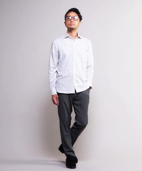 MEN'S MELROSE(メンズメルローズ)の「HITOYOSHIダブルネーム | クラシカルチェック ワイドカラーシャツ(シャツ/ブラウス・メンズ・グレー/サックスブルー/ホワイト・3/4/2)」の21枚目の写真