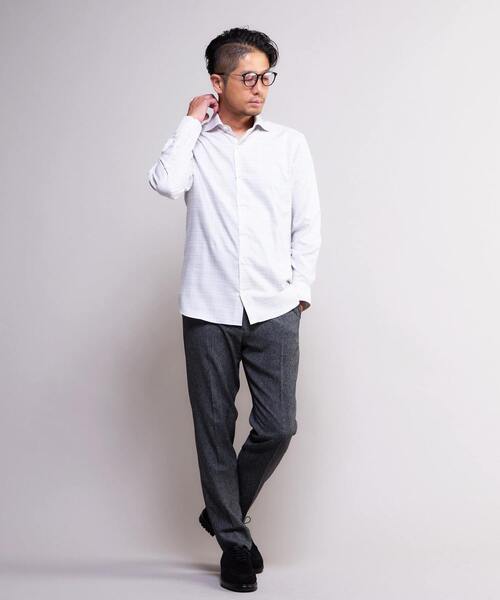 MEN'S MELROSE(メンズメルローズ)の「HITOYOSHIダブルネーム | クラシカルチェック ワイドカラーシャツ(シャツ/ブラウス・メンズ・グレー/サックスブルー/ホワイト・3/4/2)」の22枚目の写真