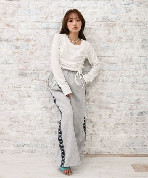 パンツ CECIL McBEE rope belt linen bell-bottom CECIL McBEE rope belt linen bell-bottom