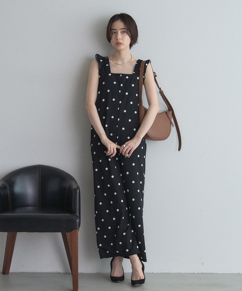 &. NOSTALGIA（アンドドットノスタルジア）の「【ZOZO限定】カットジョーゼットオールインワン（つなぎ/オールインワン・レディース・チェック/ドット・M）」の2枚目の写真