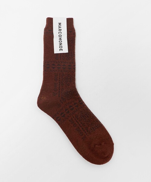 Steven Alan（スティーブンアラン）の「＜MARCOMONDE＞TURKEY PATTERN SOCKS1/ソックス（ソックス/靴下・レディース・ダークオレンジ/オフホワイト/ナチュラル・FREE）」の3枚目の写真