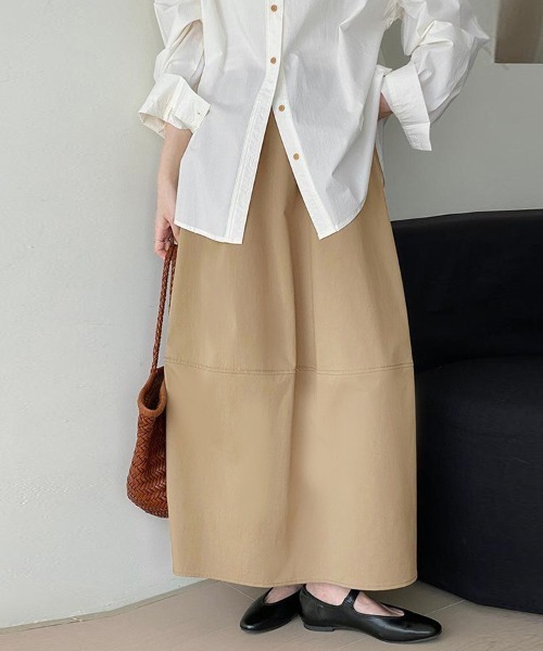ONEP STAR(ワンピスター)の「ベーシックロングスカート(スカート・レディース・ブラック/ホワイト/ベージュ・MEDIUM/LARGE)」の1枚目の写真