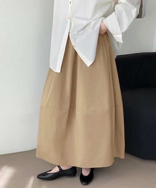 ONEP STAR(ワンピスター)の「ベーシックロングスカート(スカート・レディース・ブラック/ホワイト/ベージュ・MEDIUM/LARGE)」の4枚目の写真