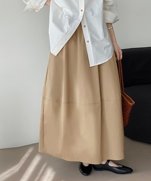ONEP STAR(ワンピスター)の「ベーシックロングスカート(スカート・レディース・ブラック/ホワイト/ベージュ・MEDIUM/LARGE)」の5枚目の写真