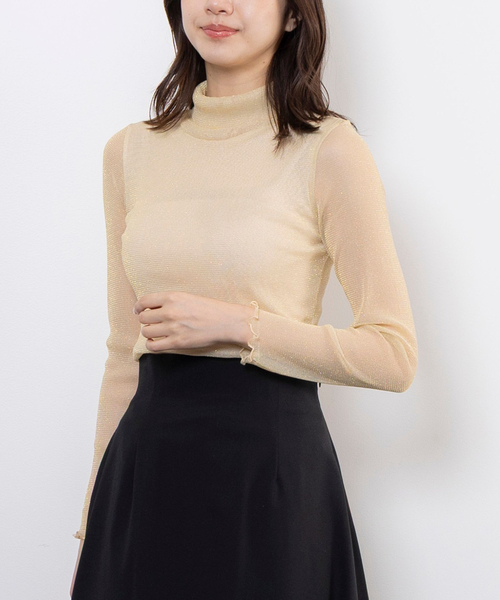 NARACAMICIE（ナラカミーチェ）の「【NARACAMICIE】ラメチュールタートルプルオーバー（Tシャツ/カットソー・レディース・ブラウン/ブラック・M/XL）」の2枚目の写真