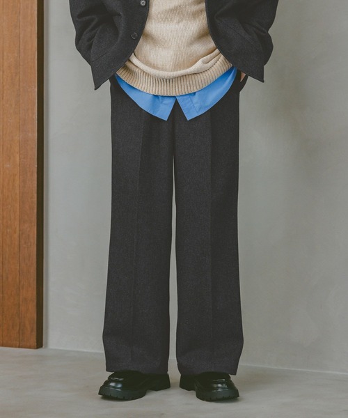 RAGEBLUE（レイジブルー）の「ツイードライク/ワイドスラックス【セットアップ可】（スラックス・メンズ・グレー/ブラウン・LARGE/MEDIUM/SMALL）」の2枚目の写真