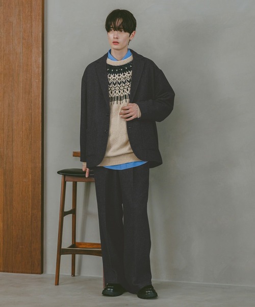 RAGEBLUE（レイジブルー）の「ツイードライク/ワイドスラックス【セットアップ可】（スラックス・メンズ・グレー/ブラウン・LARGE/MEDIUM/SMALL）」の11枚目の写真