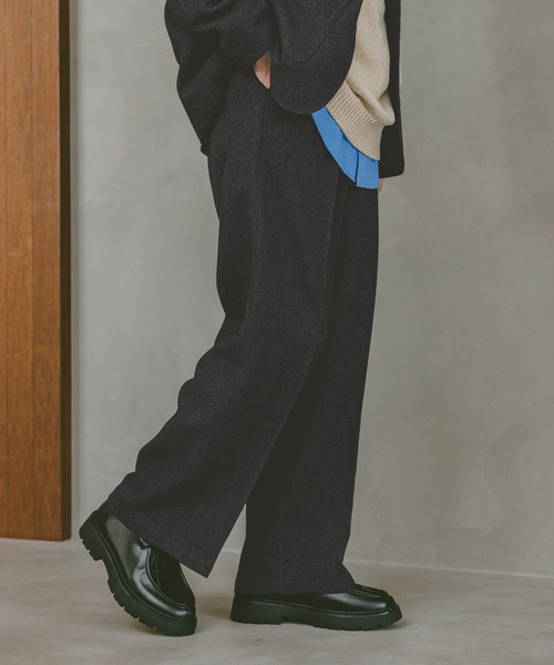 RAGEBLUE（レイジブルー）の「ツイードライク/ワイドスラックス【セットアップ可】（スラックス・メンズ・グレー/ブラウン・LARGE/MEDIUM/SMALL）」の4枚目の写真