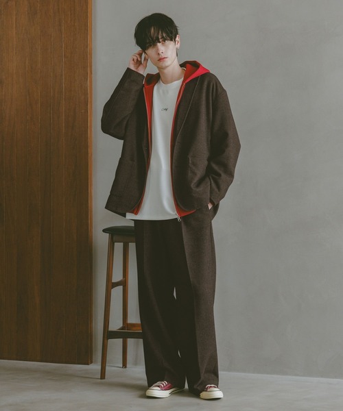 RAGEBLUE（レイジブルー）の「ツイードライク/ワイドスラックス【セットアップ可】（スラックス・メンズ・グレー/ブラウン・LARGE/MEDIUM/SMALL）」の5枚目の写真