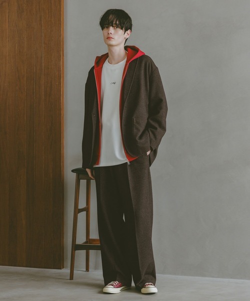 RAGEBLUE（レイジブルー）の「ツイードライク/ワイドスラックス【セットアップ可】（スラックス・メンズ・グレー/ブラウン・LARGE/MEDIUM/SMALL）」の6枚目の写真